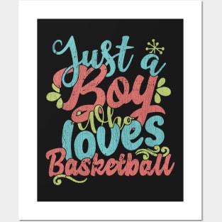 Just A Boy Who Loves Basketball Gift product Posters and Art